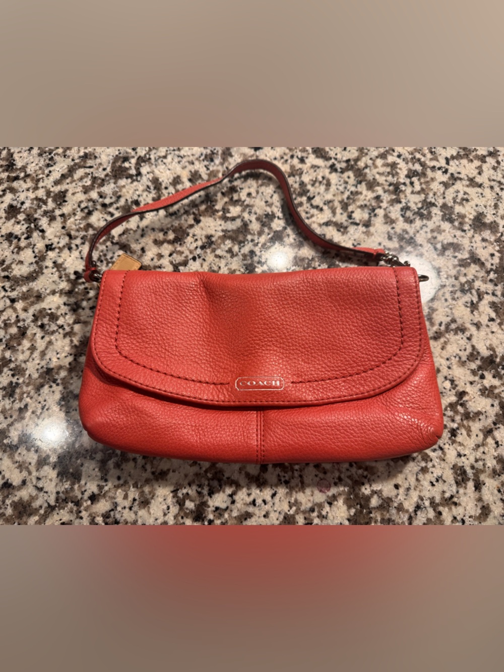Coach Coral Pebbled Leather Wristlet Clutch